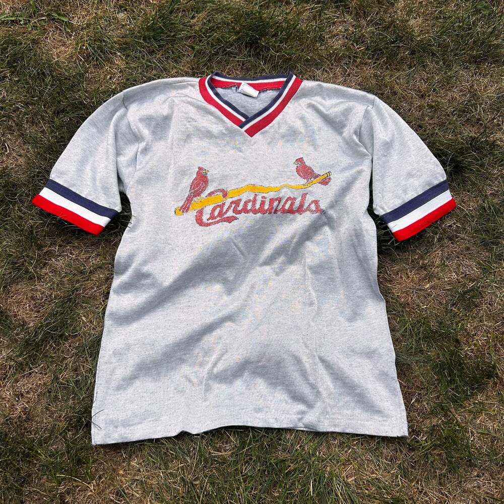 Vintage St. Louis Cardinals V-Neck Ringer T-Shirt Garan Inc Officially Licensed